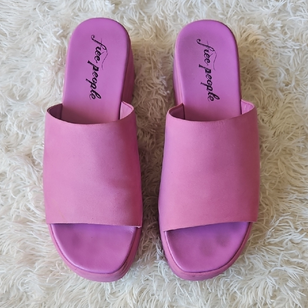 Free People Pink Women's Platform Slide Sandals